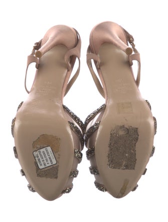 Valentino Satin Mesh Accents T-Strap Sandals