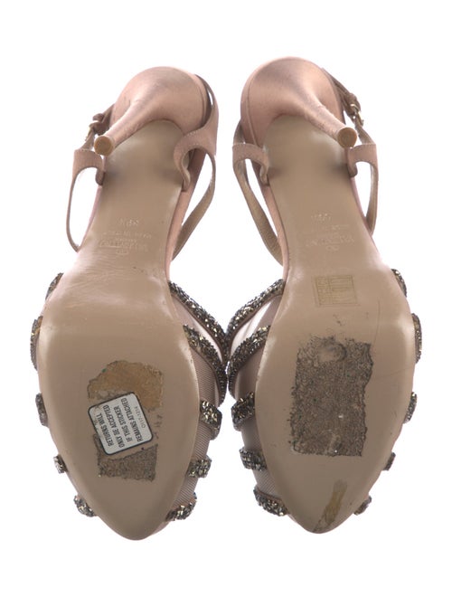 Valentino Satin Mesh Accents T-Strap Sandals