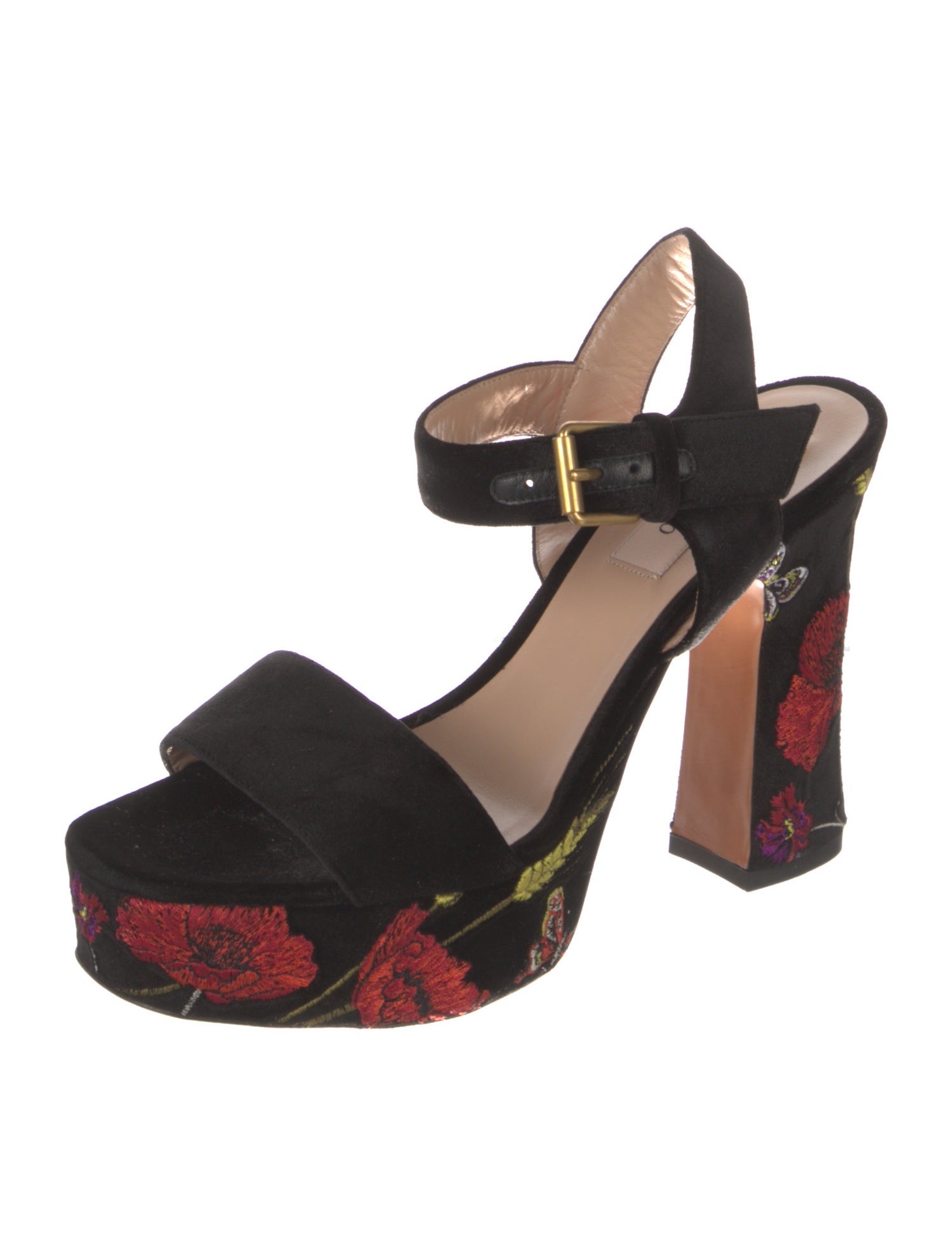 Valentino Velvet Embroidered Accent Sandals