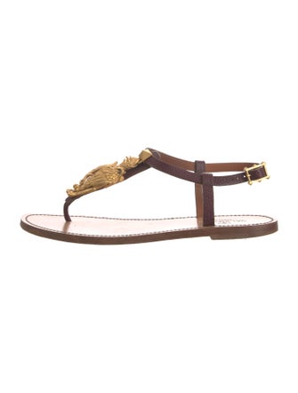 Valentino Rockstud Accents Leather T-Strap Sandals