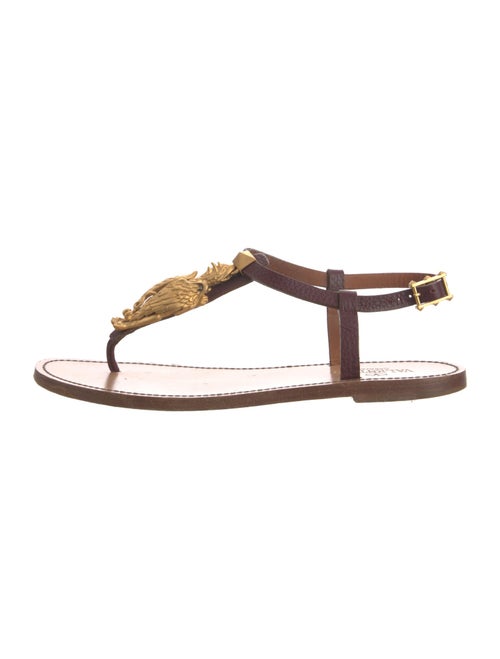 Valentino Rockstud Accents Leather T-Strap Sandals