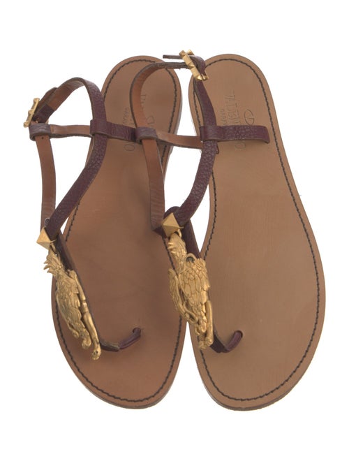 Valentino Rockstud Accents Leather T-Strap Sandals