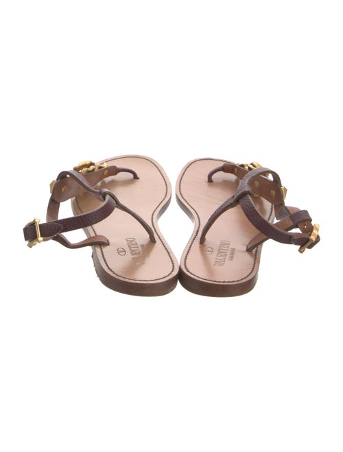 Valentino Rockstud Accents Leather T-Strap Sandals