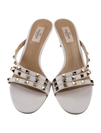 Valentino Rockstud Accents Leather Slides