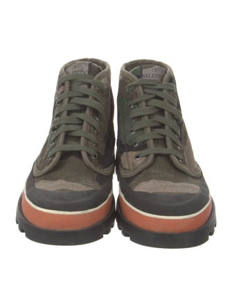 Valentino Canvas Camouflage Print Sneakers