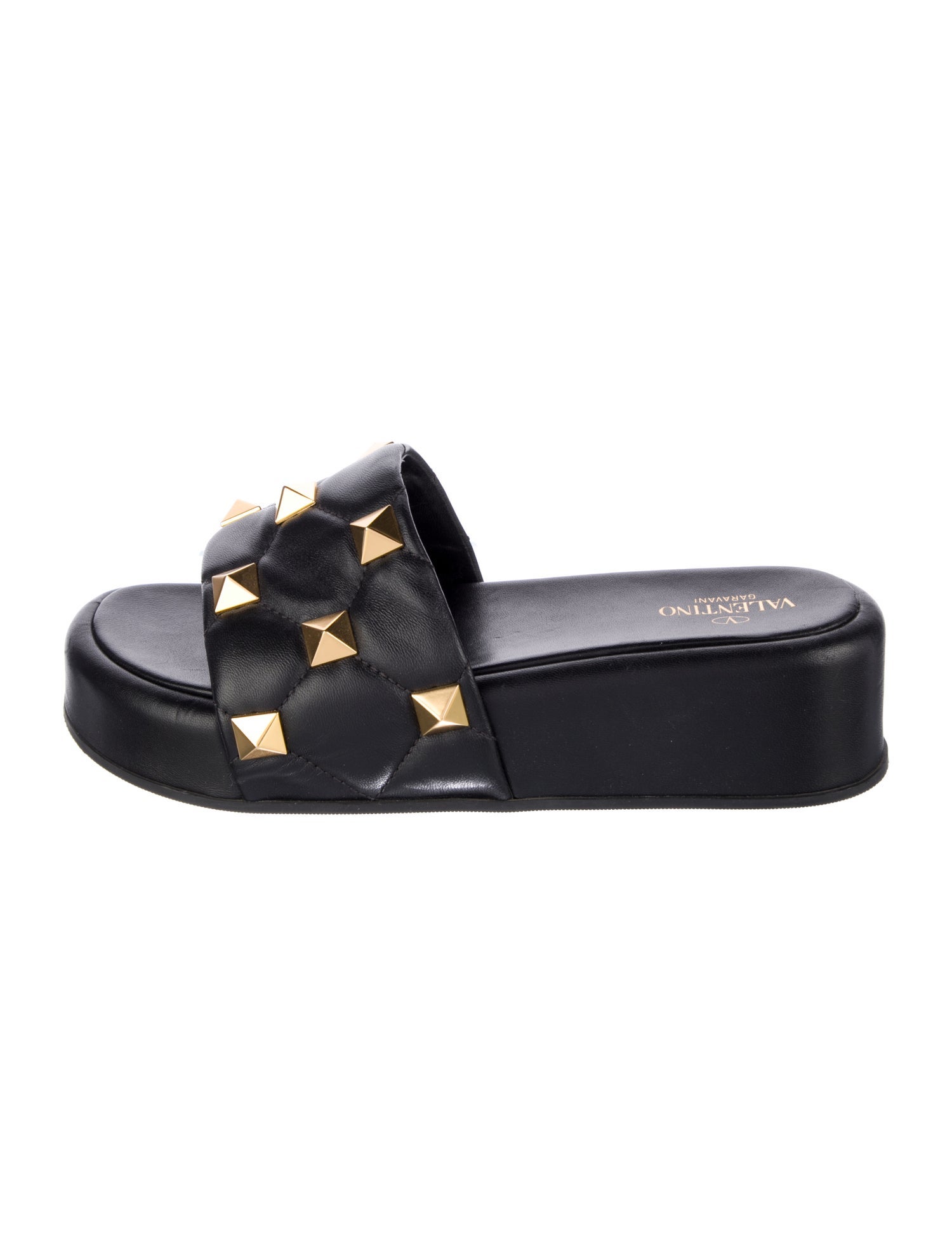 Valentino Rockstud Accents Leather Slides