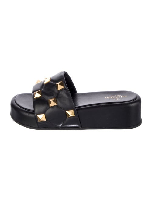 Valentino Rockstud Accents Leather Slides