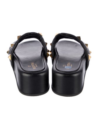 Valentino Rockstud Accents Leather Slides
