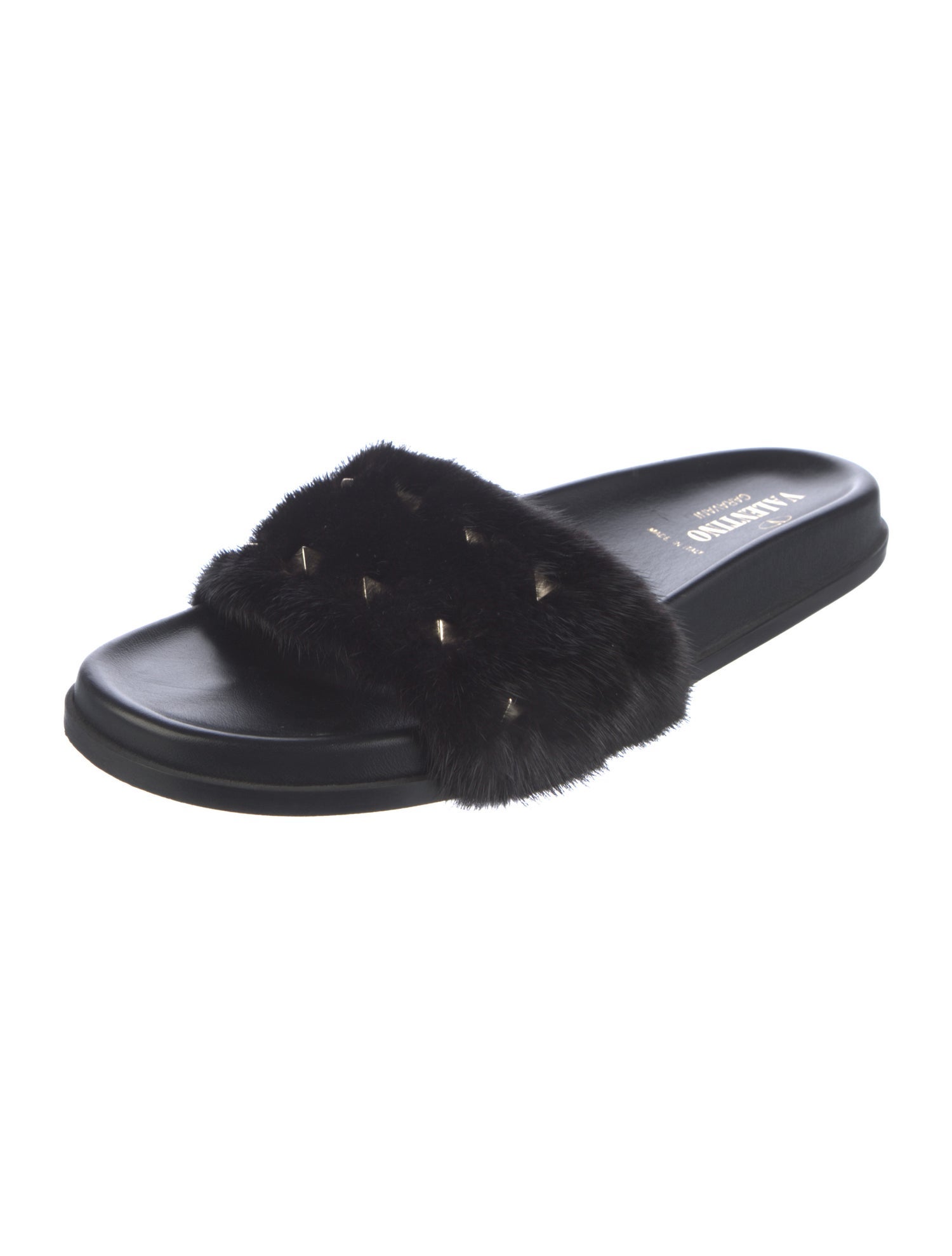 Valentino Rockstud Accents Mink Slides