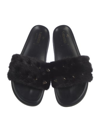 Valentino Rockstud Accents Mink Slides