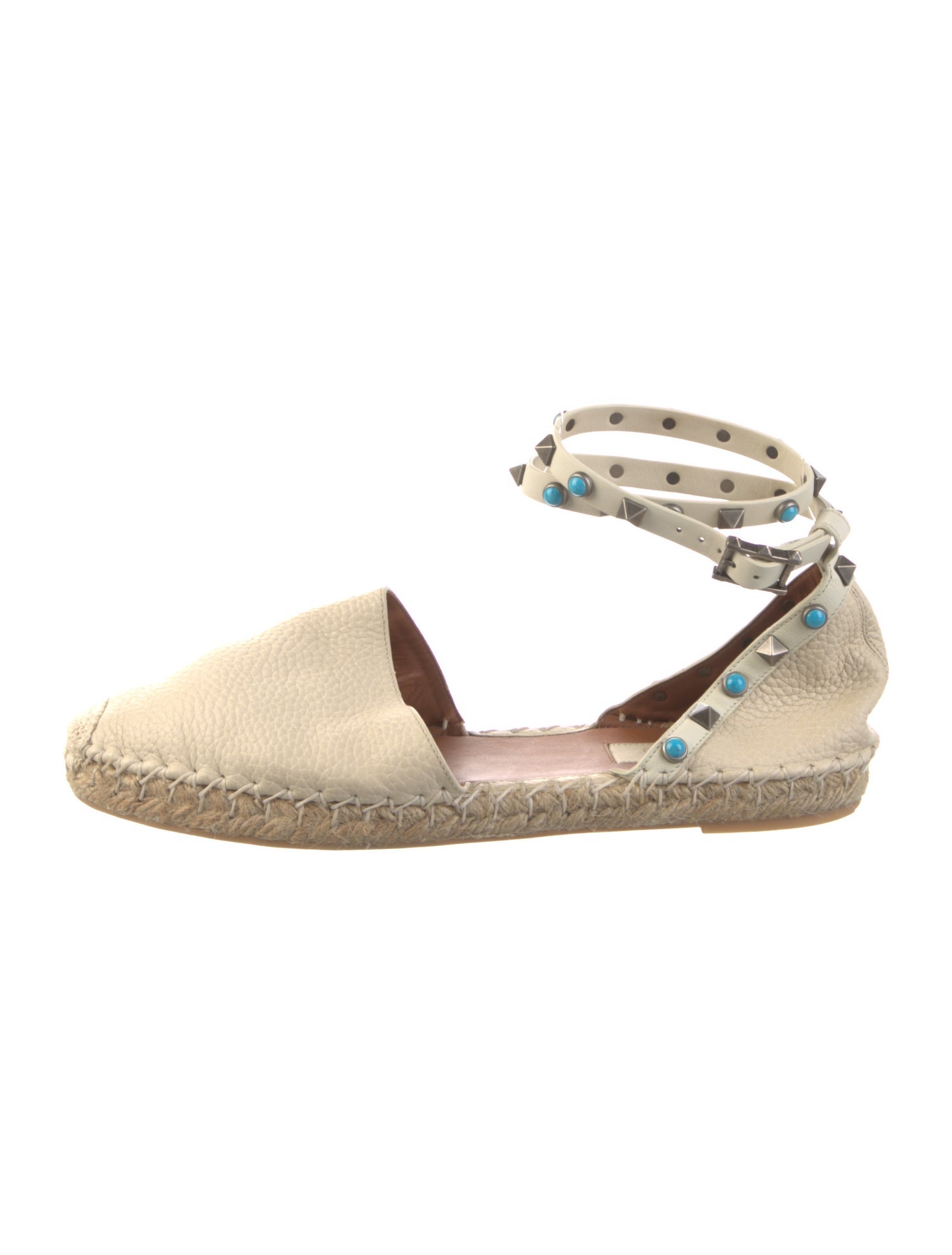 Valentino Rockstud Accents Leather Espadrilles
