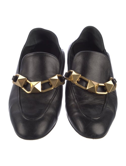 Valentino Rockstud Accents Leather Loafers
