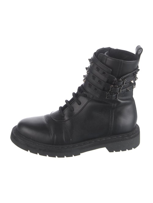 Valentino Rockstud Accents Leather Combat Boots
