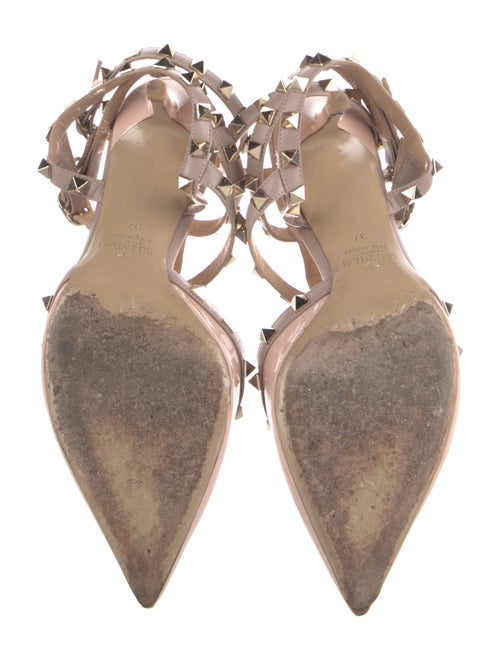 Valentino Rockstud Accents Patent Leather T-Strap Pumps