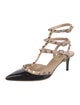 Valentino Rockstud Accents Patent Leather T-Strap Pumps