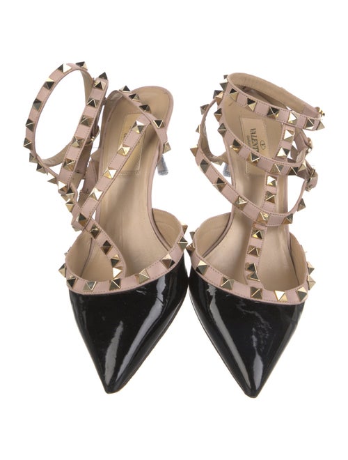 Valentino Rockstud Accents Patent Leather T-Strap Pumps