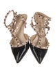 Valentino Rockstud Accents Patent Leather T-Strap Pumps