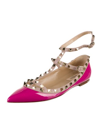 Valentino Rockstud Accents Patent Leather Ballet Flats
