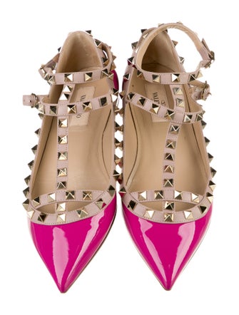 Valentino Rockstud Accents Patent Leather Ballet Flats