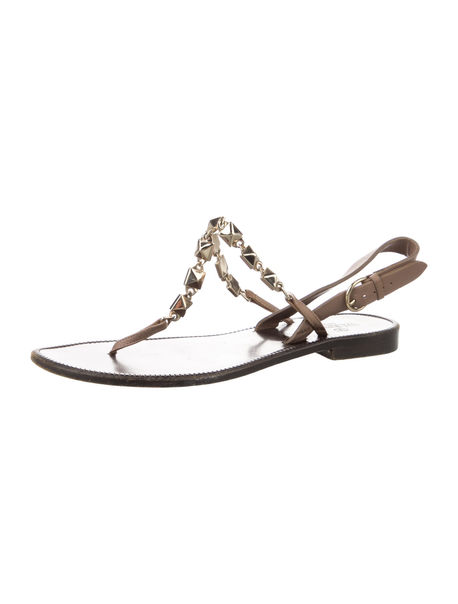 Valentino Leather T-Strap Sandals