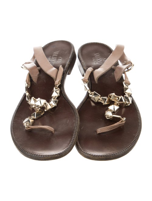 Valentino Leather T-Strap Sandals