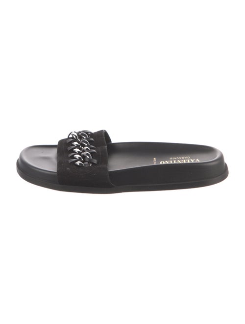 Valentino Suede Chain-Link Accents Slides