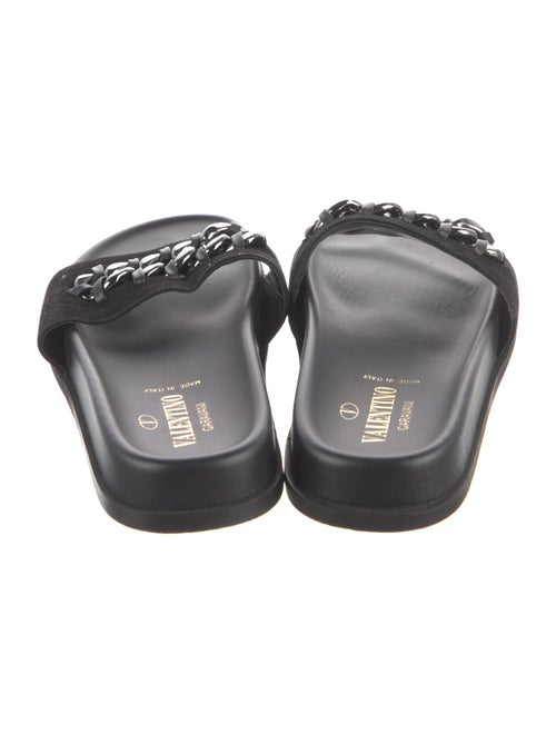 Valentino Suede Chain-Link Accents Slides