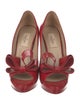 Valentino Patent Leather Bow Accents Slides