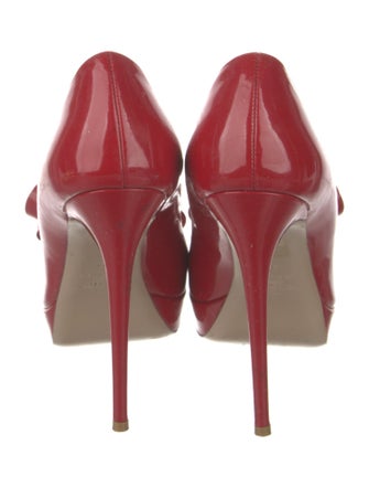 Valentino Patent Leather Bow Accents Slides