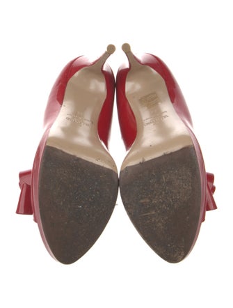 Valentino Patent Leather Bow Accents Slides