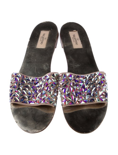 Valentino Suede Printed Slides