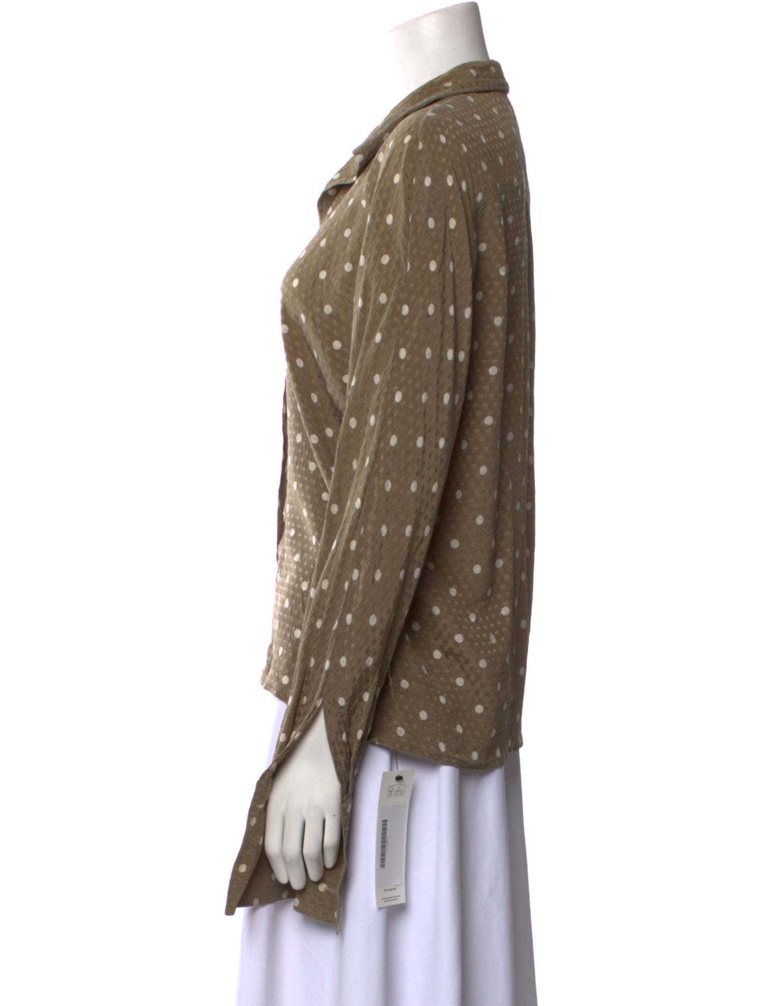 Valentino Silk Polka Dot Print Button-Up Top