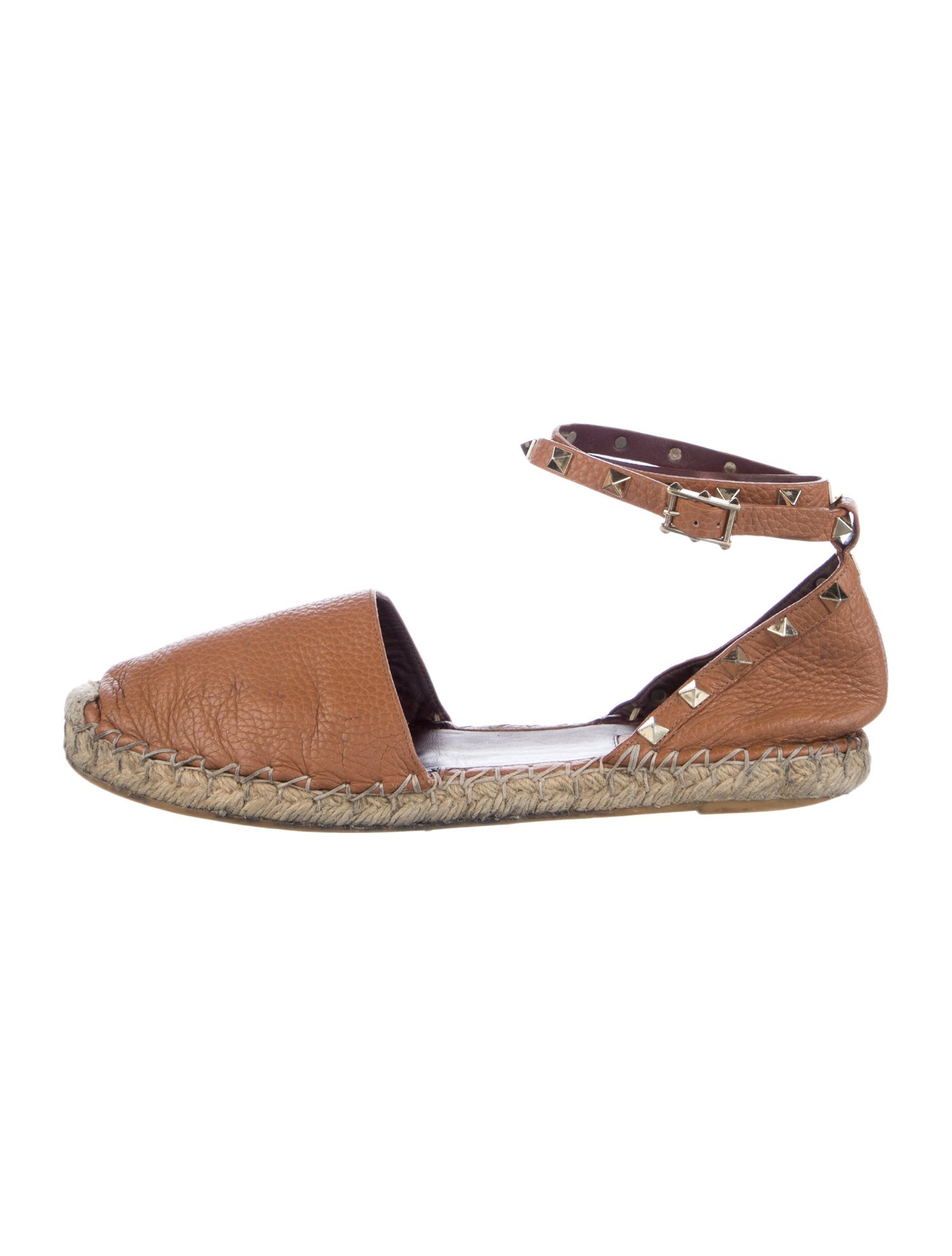 Valentino Rockstud Accents Leather Espadrilles