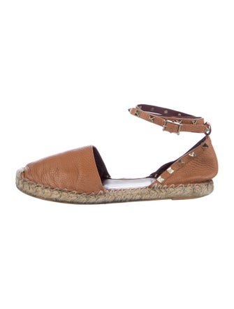 Valentino Rockstud Accents Leather Espadrilles
