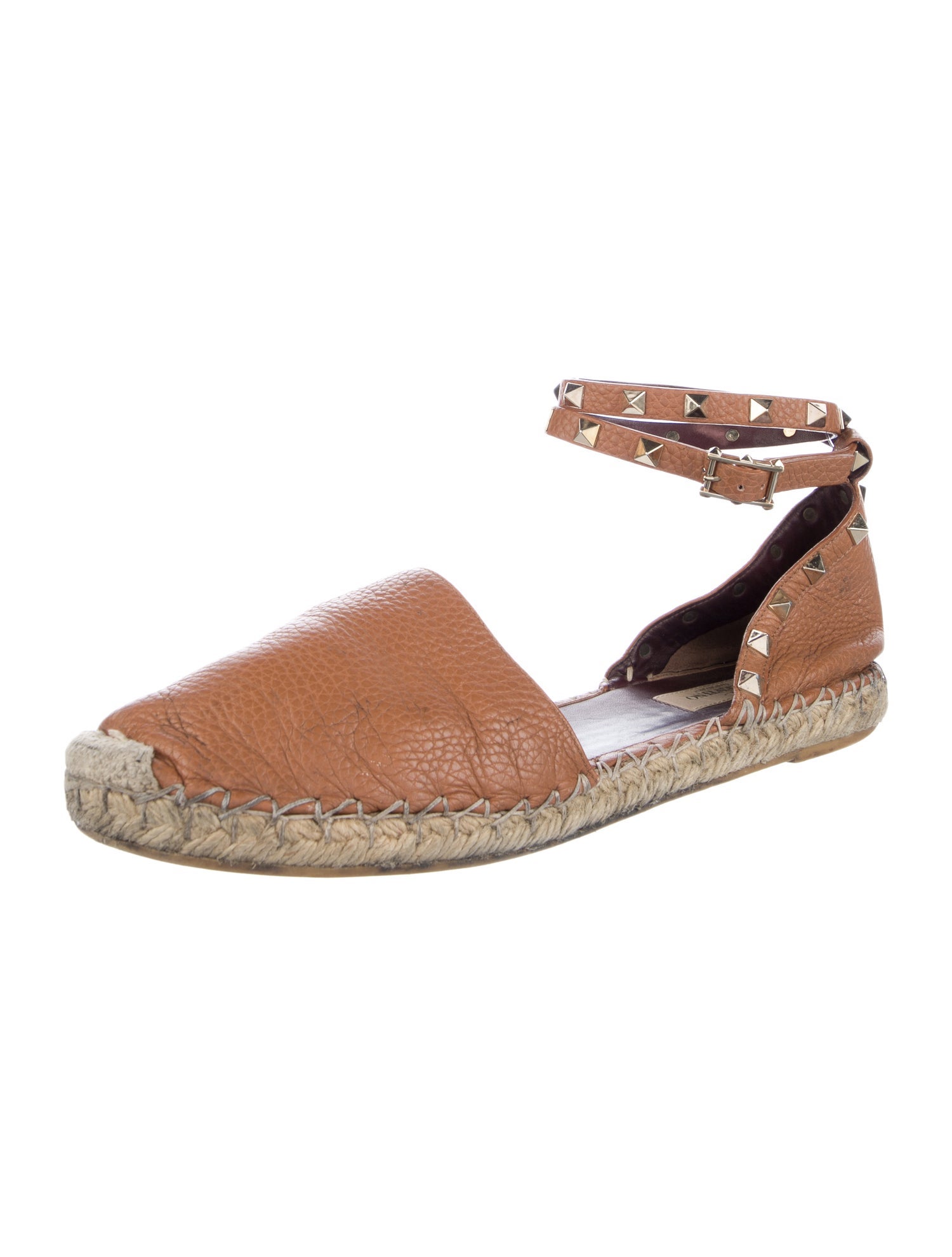 Valentino Rockstud Accents Leather Espadrilles