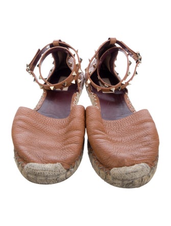 Valentino Rockstud Accents Leather Espadrilles