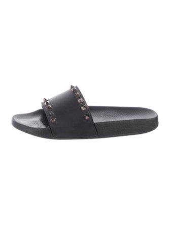Valentino Rockstud Accents Rubber Slides