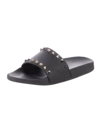 Valentino Rockstud Accents Rubber Slides