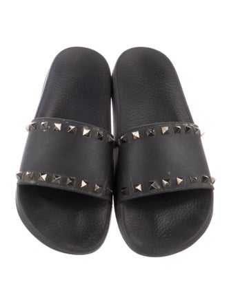 Valentino Rockstud Accents Rubber Slides