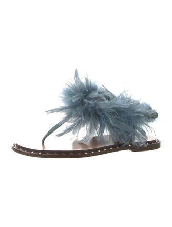 Valentino Ostrich Feather Slides