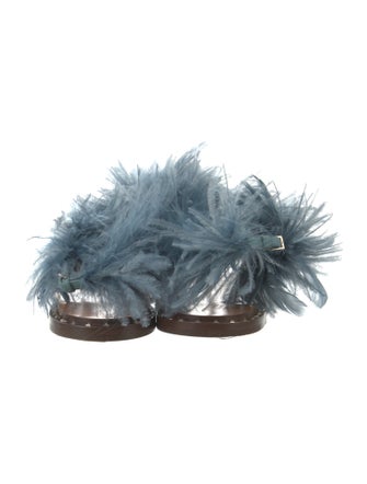 Valentino Ostrich Feather Slides