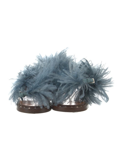 Valentino Ostrich Feather Slides