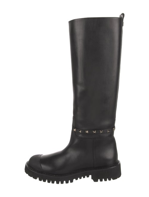 Valentino Rockstud Accents Leather Riding Boots