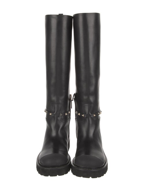Valentino Rockstud Accents Leather Riding Boots