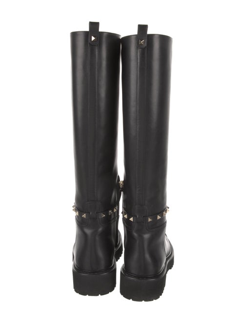 Valentino Rockstud Accents Leather Riding Boots