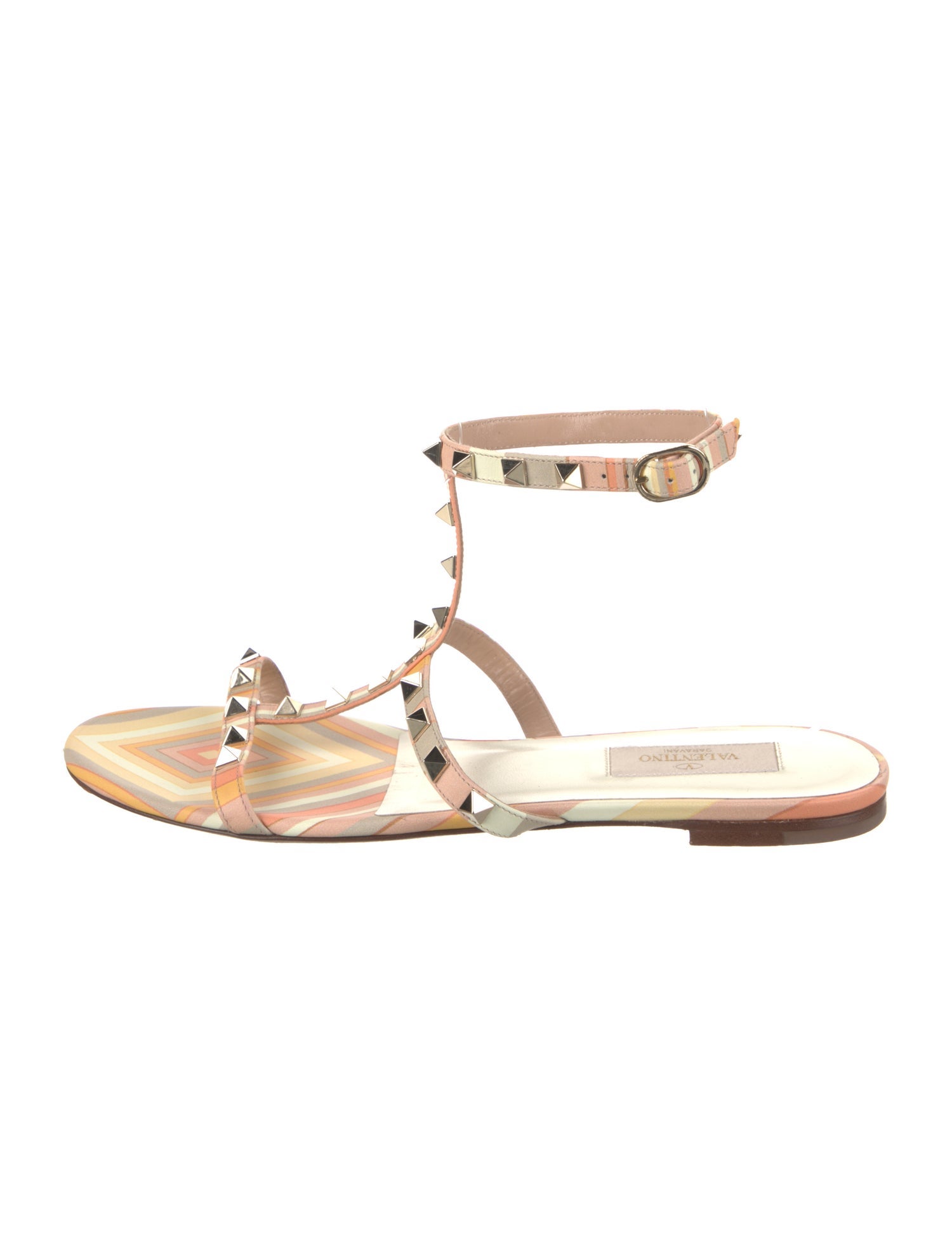 Valentino Rockstud Accents Leather Gladiator Sandals