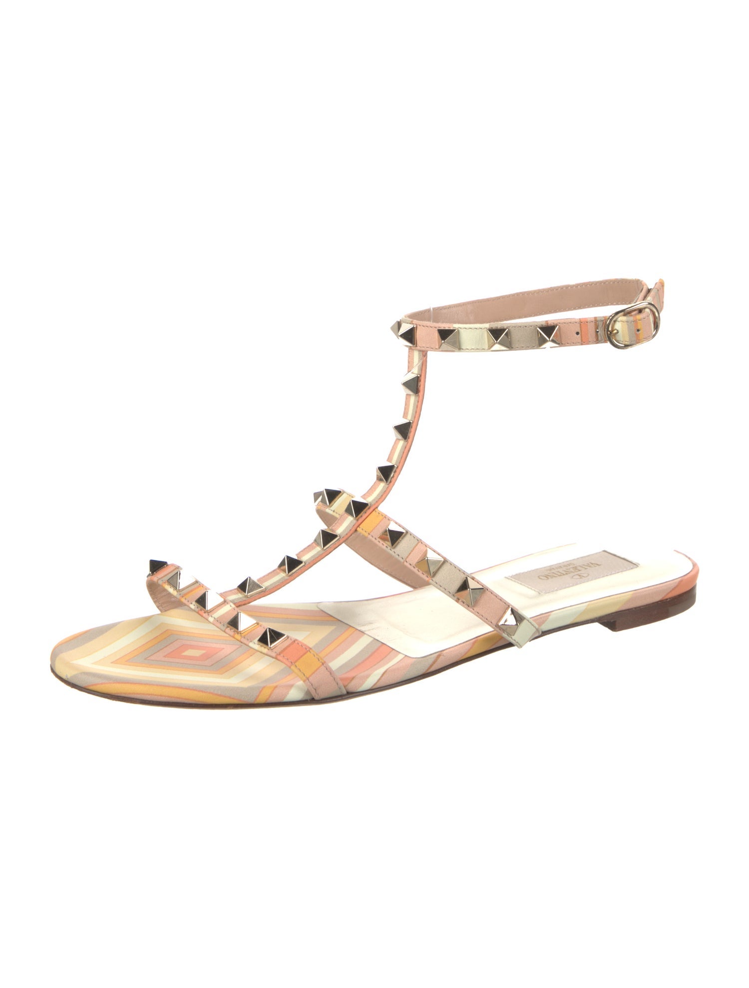 Valentino Rockstud Accents Leather Gladiator Sandals