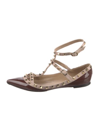 Valentino Rockstud Accents Patent Leather Ballet Flats