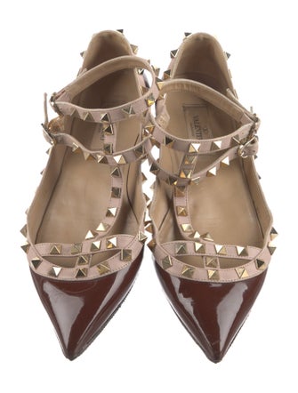 Valentino Rockstud Accents Patent Leather Ballet Flats
