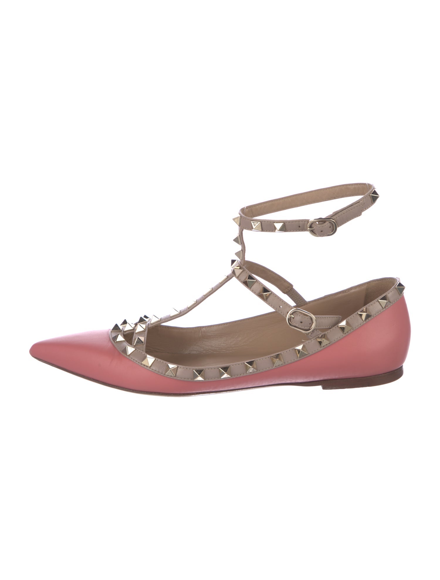 Valentino Rockstud Accents Leather Ballet Flats